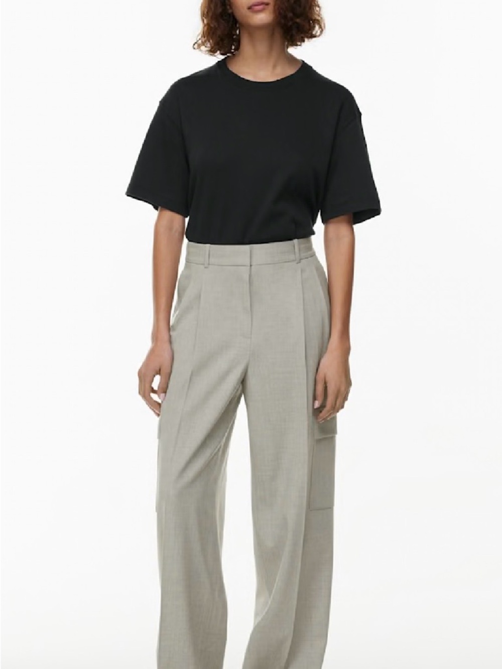 Babaton Cargo Wide-Leg High-Rise Trousers in Oatmeal